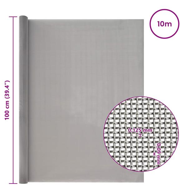 Grote foto vidaxl gaas scherm 100 x 1000 cm 120 mesh rvs 201 zilverkleurig tuin en terras hekken en schuttingen