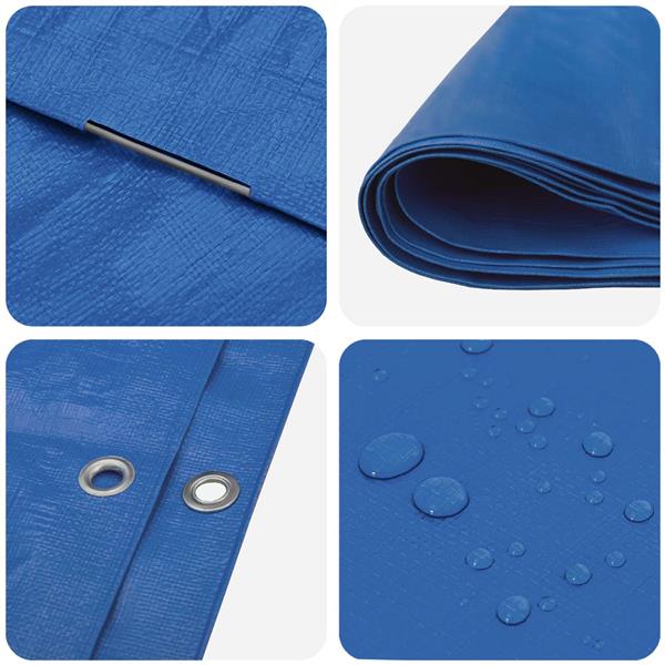 Grote foto vidaxl zeil met oogjes blauw 6 x 10 m 260 gsm pe doe het zelf en verbouw materialen en producten