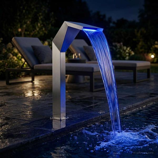 Grote foto vidaxl pool waterval roestvrij staal 50 x 30 x 90 cm zilverkleurig tuin en terras overige tuin en terras