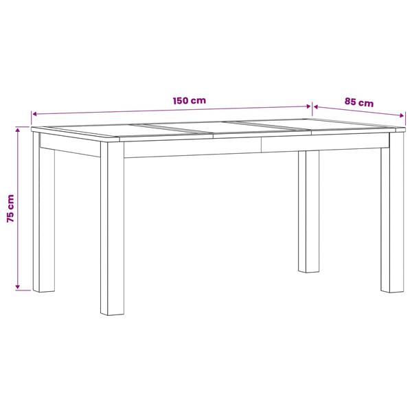 Grote foto vidaxl eettafel 150 x 85 x 75 cm massief eikenhout naturel rechthoekig huis en inrichting eettafels