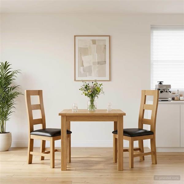 Grote foto vidaxl eetkamerstoel 2 st massief eikenhout zwart 45 x 51 x 105 cm huis en inrichting stoelen