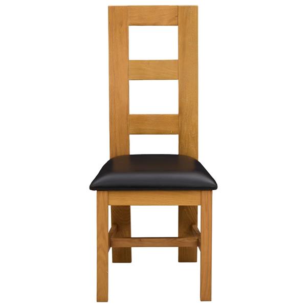 Grote foto vidaxl eetkamerstoel 2 st massief eikenhout zwart 45 x 51 x 105 cm huis en inrichting stoelen