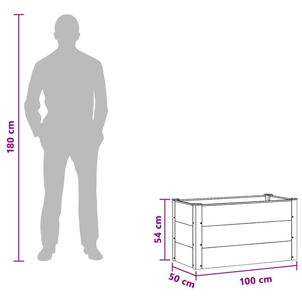 Grote foto vidaxl verhoogde plantenbak zwart 100 x 50 x 54 cm wpc en aluminium tuin en terras overige tuin en terras