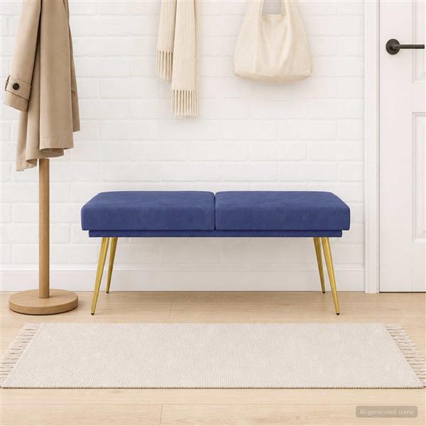 Grote foto vidaxl dubbel laagige bank politieblauw 120 x 45 x 46 cm fluweel huis en inrichting overige huis en inrichting