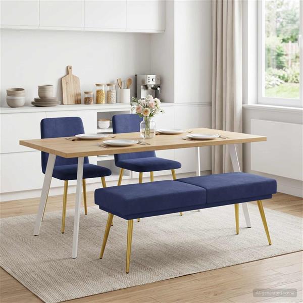 Grote foto vidaxl dubbel laagige bank politieblauw 120 x 45 x 46 cm fluweel huis en inrichting overige huis en inrichting