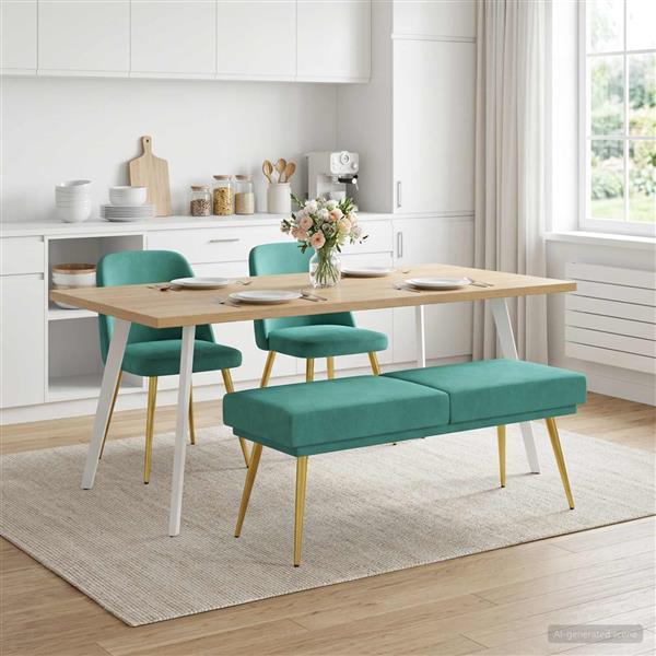 Grote foto vidaxl dubbel laagige bank turquoise 120 x 45 x 46 cm fluweel huis en inrichting overige huis en inrichting