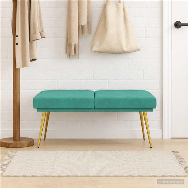 Grote foto vidaxl dubbel laagige bank turquoise 120 x 45 x 46 cm fluweel huis en inrichting overige huis en inrichting