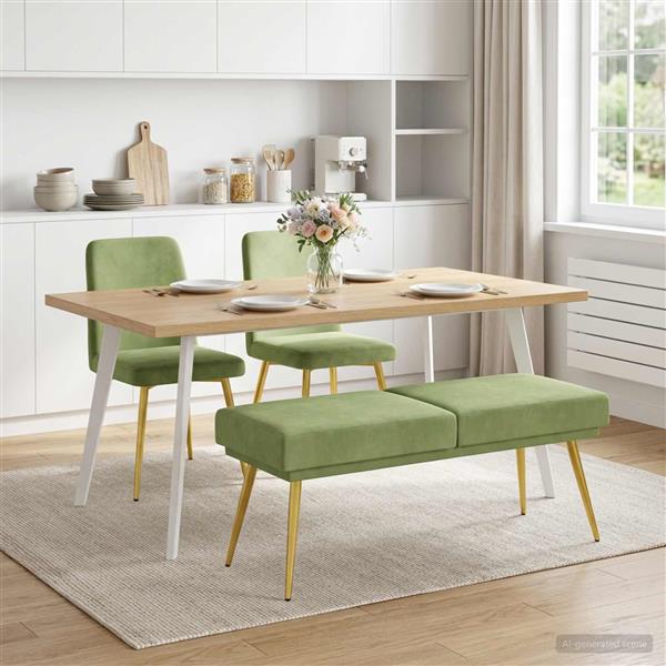 Grote foto vidaxl dubbel laagige bank lichtgroen 120 x 45 x 46 cm fluweel huis en inrichting overige huis en inrichting