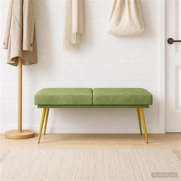Grote foto vidaxl dubbel laagige bank lichtgroen 120 x 45 x 46 cm fluweel huis en inrichting overige huis en inrichting