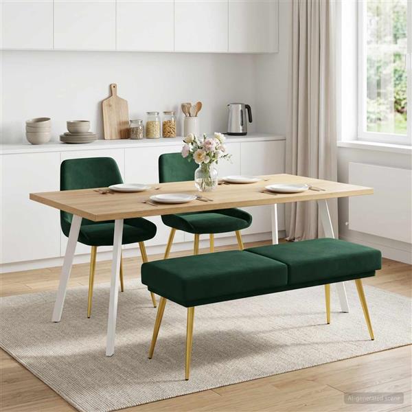 Grote foto vidaxl dubbel laagige bank donkergroen 120 x 45 x 46 cm fluweel huis en inrichting overige huis en inrichting