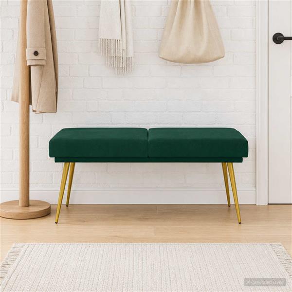 Grote foto vidaxl dubbel laagige bank donkergroen 120 x 45 x 46 cm fluweel huis en inrichting overige huis en inrichting