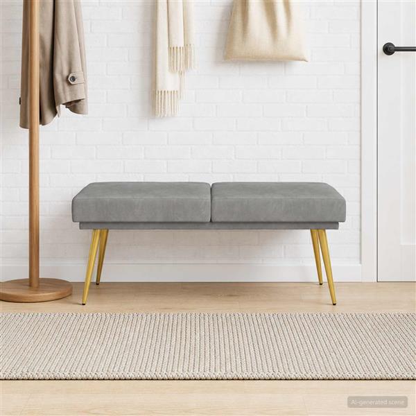 Grote foto vidaxl dubbel laagige bank lichtgrijs 120 x 45 x 46 cm fluweel huis en inrichting overige huis en inrichting