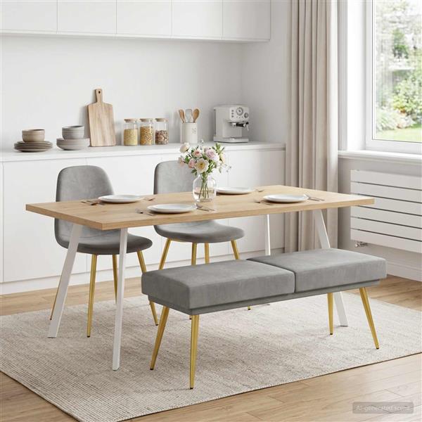 Grote foto vidaxl dubbel laagige bank lichtgrijs 120 x 45 x 46 cm fluweel huis en inrichting overige huis en inrichting