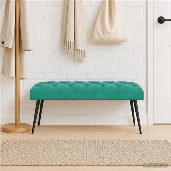 Grote foto vidaxl bank met knoopverstelling turquoise 110 x 40 x 46 cm fluweel huis en inrichting overige huis en inrichting