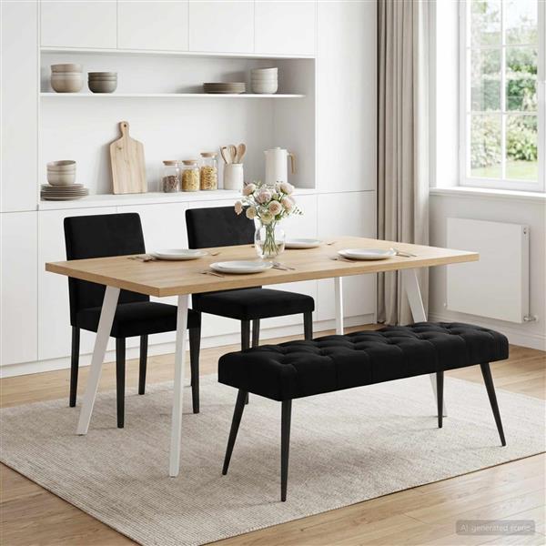 Grote foto vidaxl bank met knoopverstelling zwart 110 x 40 x 46 cm fluweel huis en inrichting overige huis en inrichting