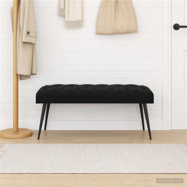 Grote foto vidaxl bank met knoopverstelling zwart 110 x 40 x 46 cm fluweel huis en inrichting overige huis en inrichting