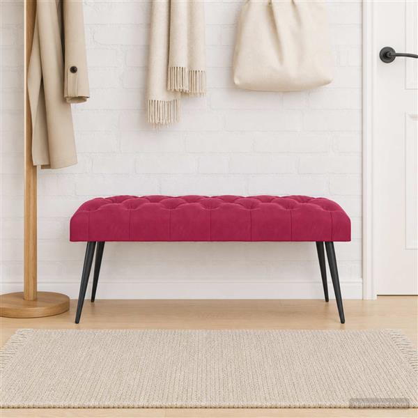Grote foto vidaxl bank met knoopverstelling wijnrood 110 x 40 x 46 cm fluweel huis en inrichting overige huis en inrichting