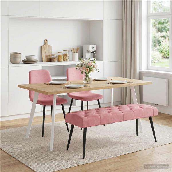 Grote foto vidaxl bank met knoopverstelling roze 110 x 40 x 46 cm fluweel huis en inrichting overige huis en inrichting