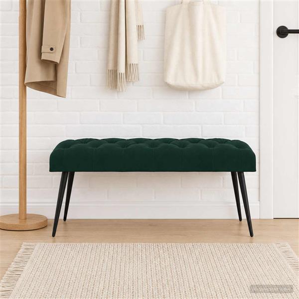 Grote foto vidaxl bank met knoopverstelling donkergroen 110 x 40 x 46 cm fluweel huis en inrichting overige huis en inrichting