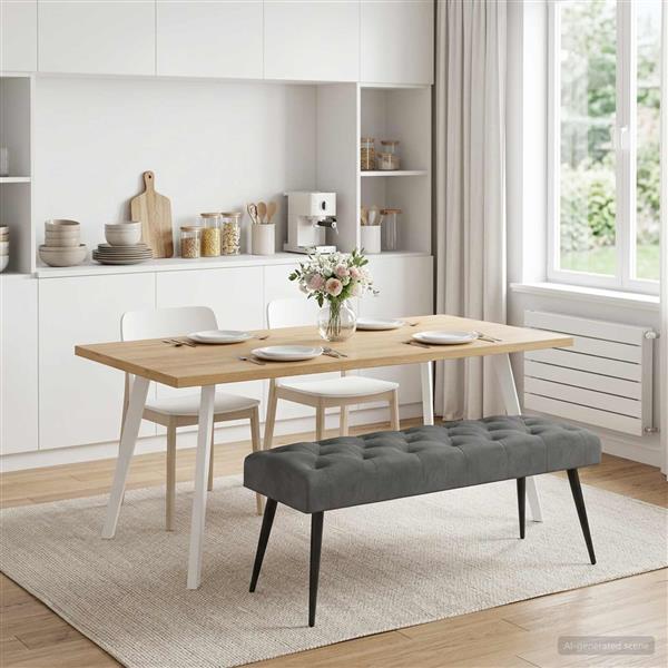Grote foto vidaxl bank met knoopverstelling donkergrijs 110 x 40 x 46 cm fluweel huis en inrichting overige huis en inrichting