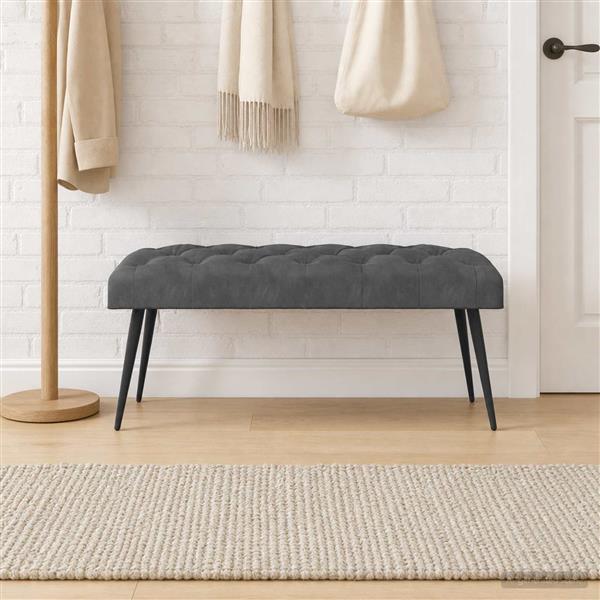 Grote foto vidaxl bank met knoopverstelling donkergrijs 110 x 40 x 46 cm fluweel huis en inrichting overige huis en inrichting
