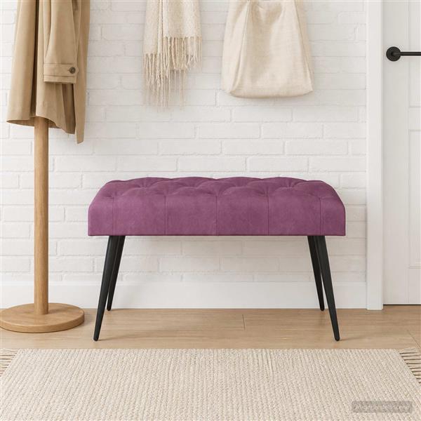 Grote foto vidaxl bank met knoopverstelling paars 80 x 40 x 46 cm fluweel huis en inrichting overige huis en inrichting