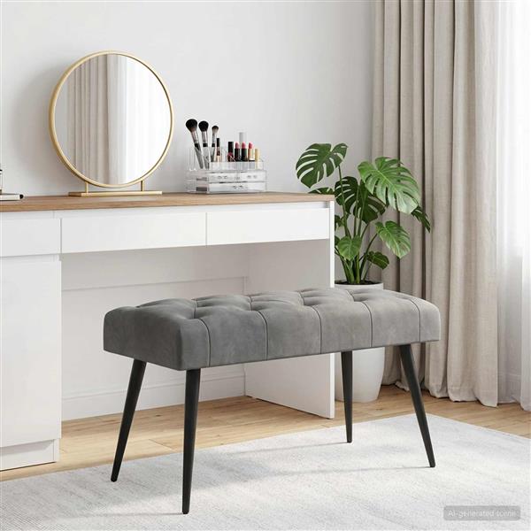 Grote foto vidaxl bank met knoopverstelling donkergrijs 80 x 40 x 46 cm fluweel huis en inrichting overige huis en inrichting