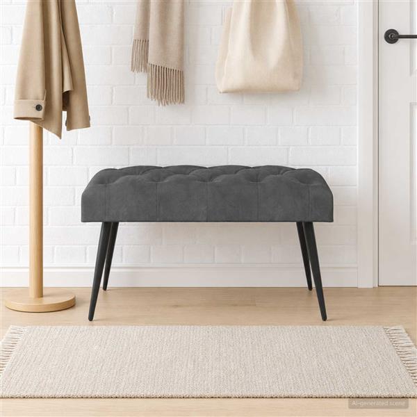 Grote foto vidaxl bank met knoopverstelling donkergrijs 80 x 40 x 46 cm fluweel huis en inrichting overige huis en inrichting