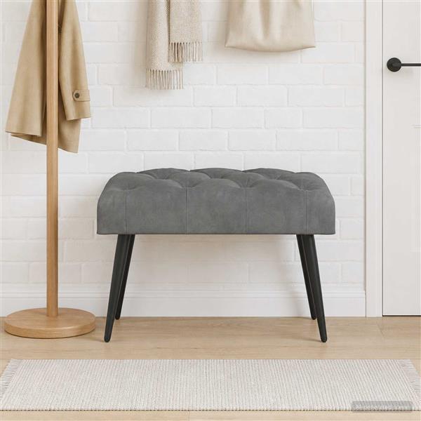 Grote foto vidaxl bank met knoopverstelling donkergrijs 60 x 40 x 45 cm fluweel huis en inrichting overige huis en inrichting