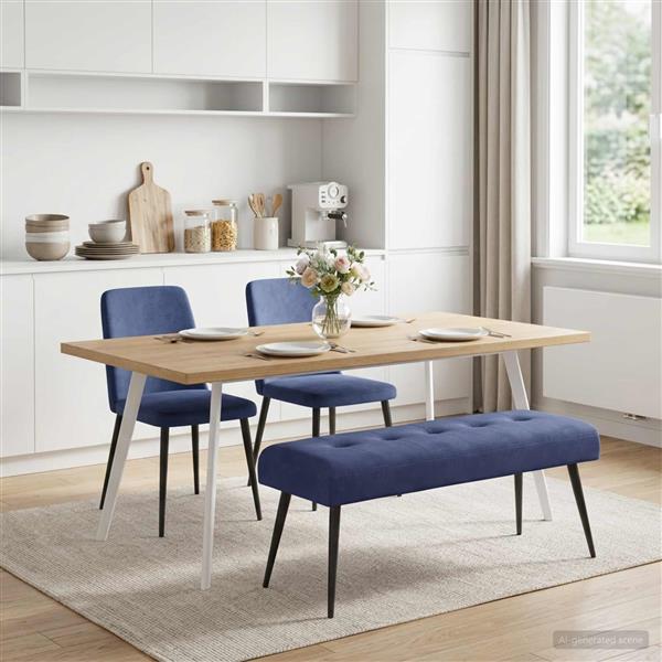 Grote foto vidaxl bank met knoopverstelling politieblauw 110 x 40 x 46 cm fluweel huis en inrichting overige huis en inrichting