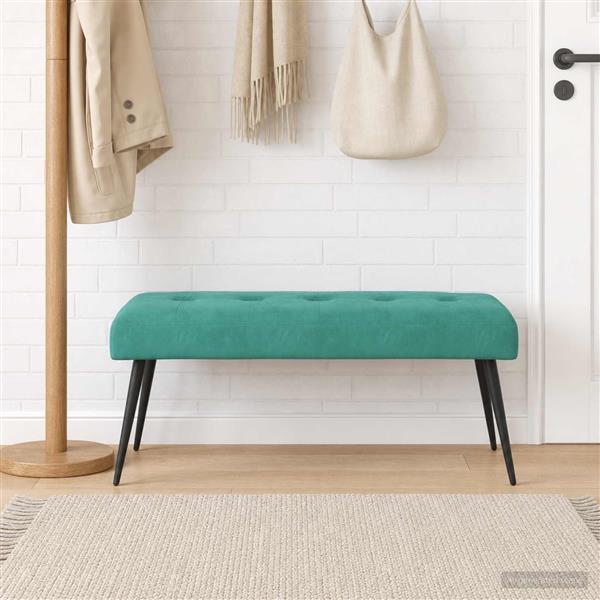 Grote foto vidaxl bank met knoopverstelling turquoise 110 x 40 x 46 cm fluweel huis en inrichting overige huis en inrichting