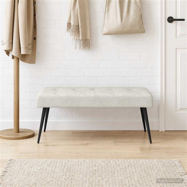 Grote foto vidaxl bank met knoopverstelling cr mekleurig 110 x 40 x 46 cm fluweel huis en inrichting overige huis en inrichting