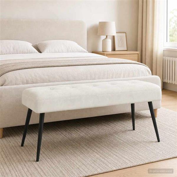 Grote foto vidaxl bank met knoopverstelling cr mekleurig 110 x 40 x 46 cm fluweel huis en inrichting overige huis en inrichting