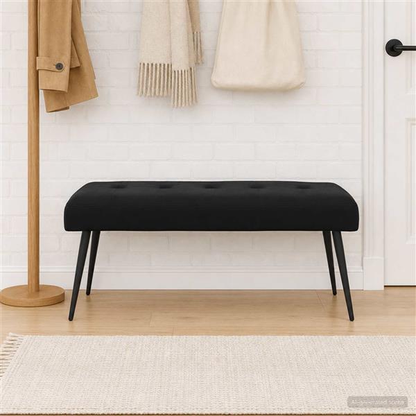 Grote foto vidaxl bank met knoopverstelling zwart 110 x 40 x 46 cm fluweel huis en inrichting overige huis en inrichting