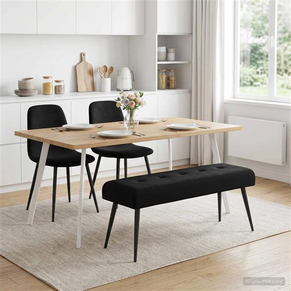 Grote foto vidaxl bank met knoopverstelling zwart 110 x 40 x 46 cm fluweel huis en inrichting overige huis en inrichting