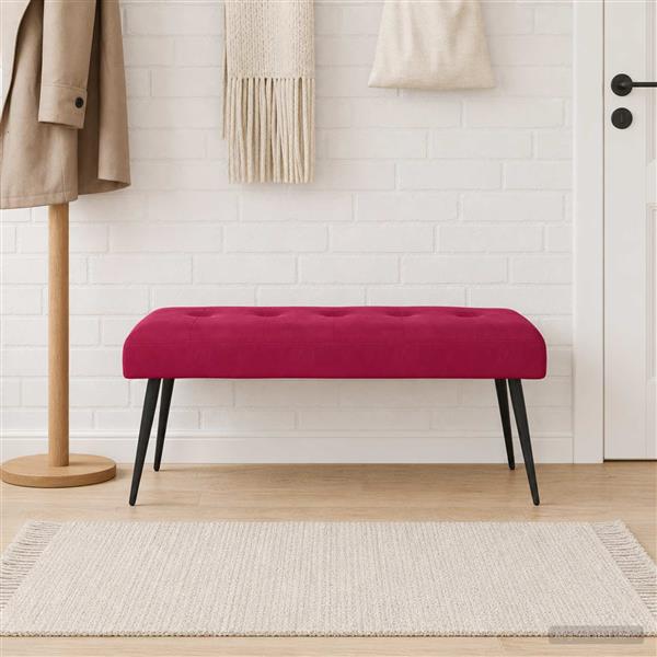 Grote foto vidaxl bank met knoopverstelling wijnrood 110 x 40 x 46 cm fluweel huis en inrichting overige huis en inrichting