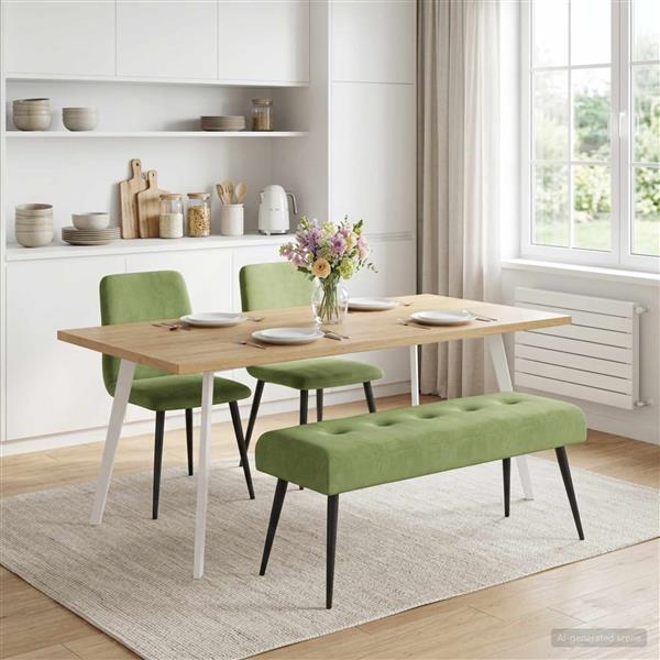 Grote foto vidaxl bank met knoopverstelling lichtgroen 110 x 40 x 46 cm fluweel huis en inrichting overige huis en inrichting
