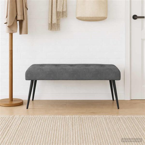 Grote foto vidaxl bank met knoopverstelling donkergrijs 110 x 40 x 46 cm fluweel huis en inrichting overige huis en inrichting