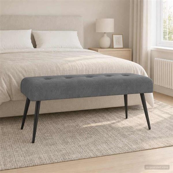 Grote foto vidaxl bank met knoopverstelling donkergrijs 110 x 40 x 46 cm fluweel huis en inrichting overige huis en inrichting