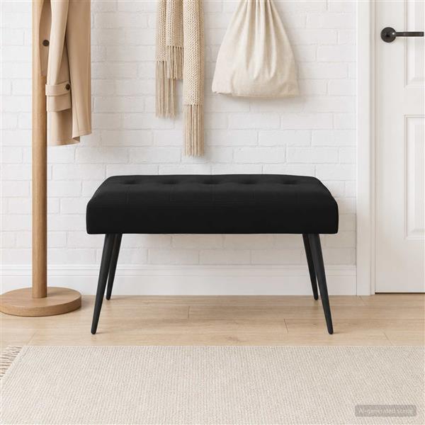 Grote foto vidaxl bank met knoopverstelling zwart 80 x 40 x 46 cm fluweel huis en inrichting overige huis en inrichting