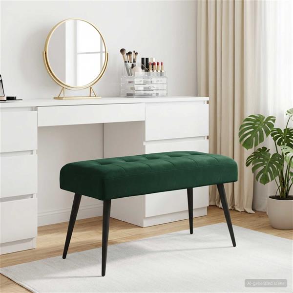 Grote foto vidaxl bank met knoopverstelling donkergroen 80 x 40 x 46 cm fluweel huis en inrichting overige huis en inrichting