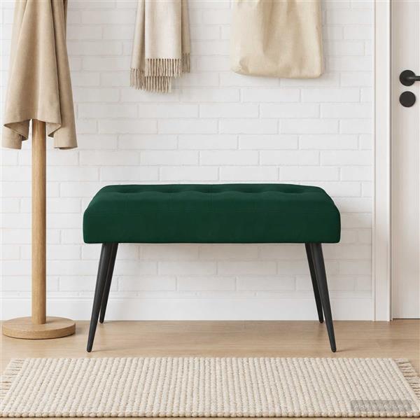 Grote foto vidaxl bank met knoopverstelling donkergroen 80 x 40 x 46 cm fluweel huis en inrichting overige huis en inrichting
