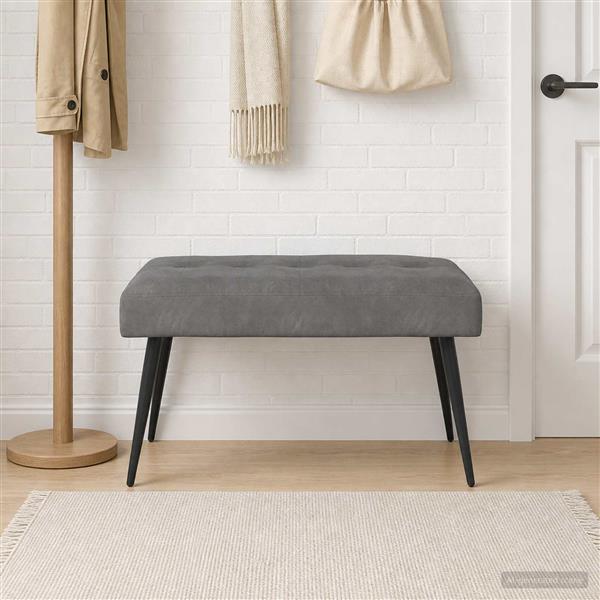Grote foto vidaxl bank met knoopverstelling donkergrijs 80 x 40 x 46 cm fluweel huis en inrichting overige huis en inrichting