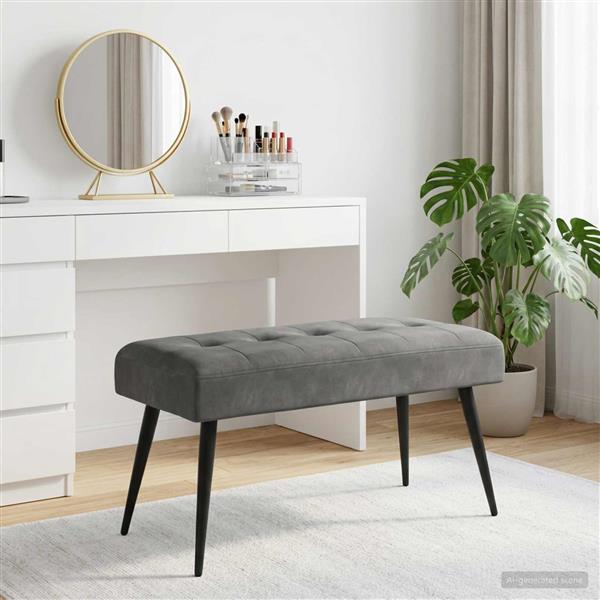 Grote foto vidaxl bank met knoopverstelling donkergrijs 80 x 40 x 46 cm fluweel huis en inrichting overige huis en inrichting
