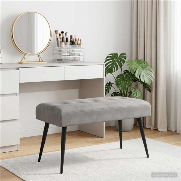 Grote foto vidaxl bank met knoopverstelling lichtgrijs 80 x 40 x 46 cm fluweel huis en inrichting overige huis en inrichting