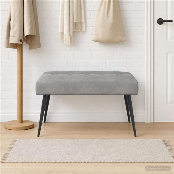 Grote foto vidaxl bank met knoopverstelling lichtgrijs 80 x 40 x 46 cm fluweel huis en inrichting overige huis en inrichting