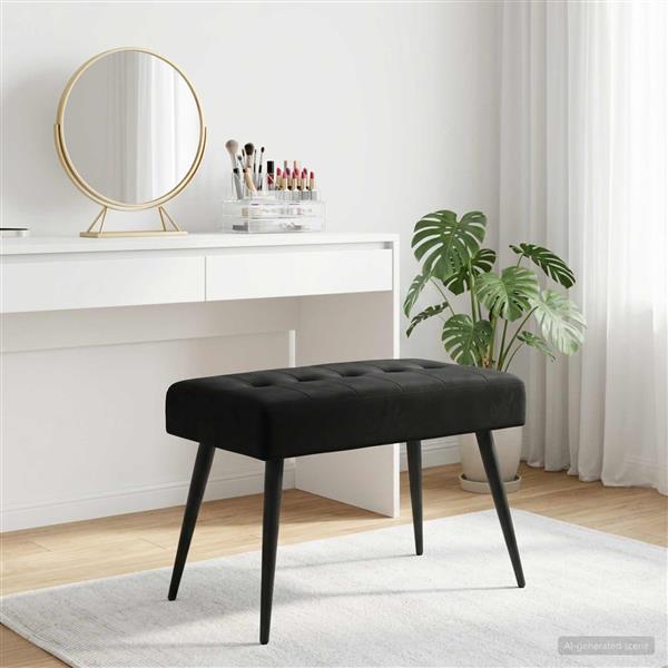 Grote foto vidaxl bank met knoopverstelling zwart 60 x 40 x 45 cm fluweel huis en inrichting overige huis en inrichting