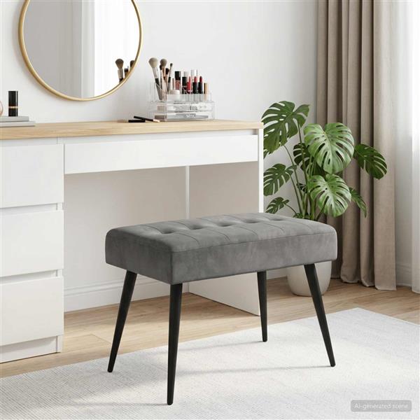 Grote foto vidaxl bank met knoopverstelling donkergrijs 60 x 40 x 45 cm fluweel huis en inrichting overige huis en inrichting