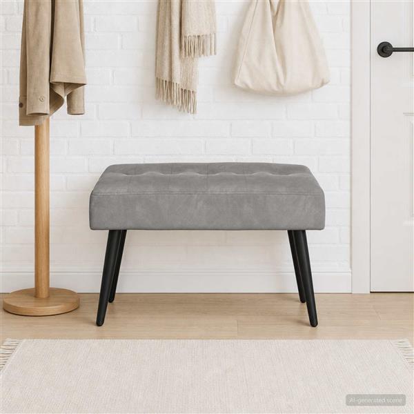 Grote foto vidaxl bank met knoopverstelling lichtgrijs 60 x 40 x 45 cm fluweel huis en inrichting overige huis en inrichting