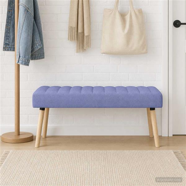Grote foto vidaxl kanaal geplooide bank jeans blauw 110 x 40 x 46 cm stof huis en inrichting overige huis en inrichting